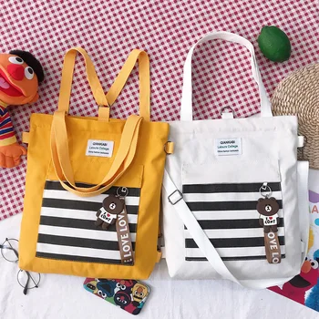 

Women Shoulder Bags Handbags 2019 Brand New Fashion Stripe Cartoon Messenger Bags Casual Students School Tote Bags