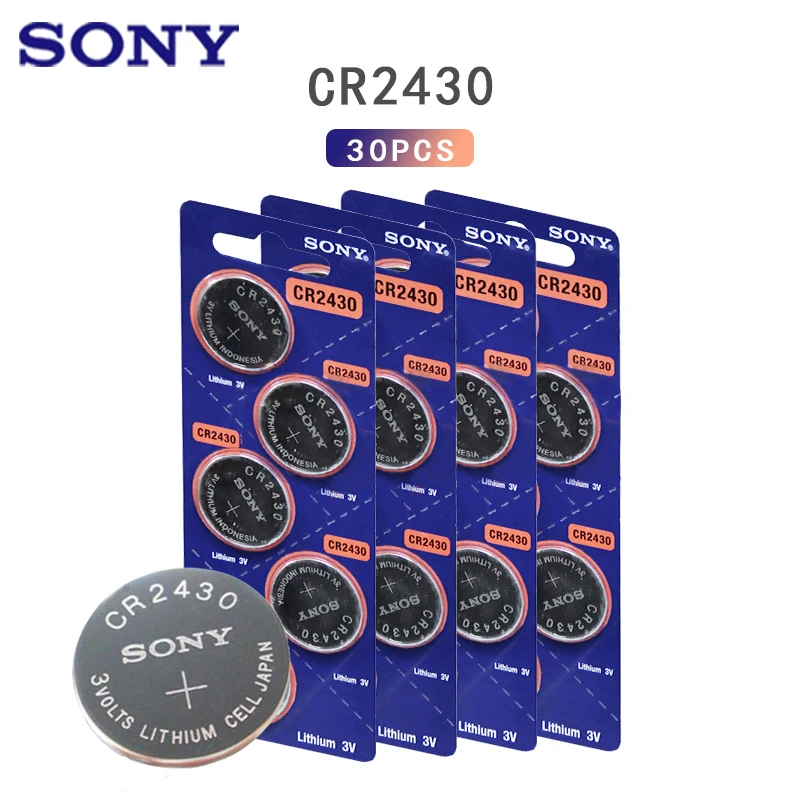 30pcs Sony 3v Cr2430 Button Pilas Lithium Coins Cells Battery Watch