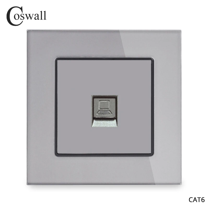 Розетка Coswall RJ45 со стеклянной панелью 1 комплект разъем для подключения к