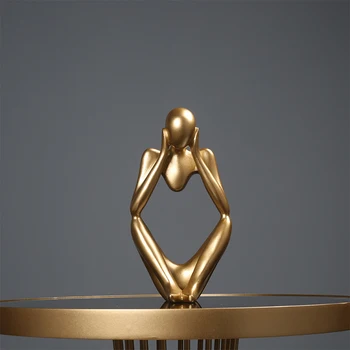 

Simple Small Collection Drawing Room Thinker Statue Modern Sculpture Abstract Character Decoration Ornament Home Office Resin