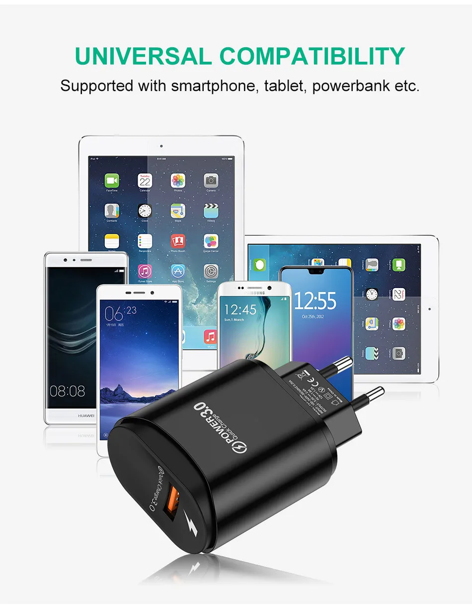 USLION 3A USB Зарядное устройство для iPhone Xs 8 быстрой зарядки для samsung Xiaomi huawei стены Зарядное устройство адаптер для розеток европейского стандарта Чехол для мобильного телефона с функцией быстрой зарядки