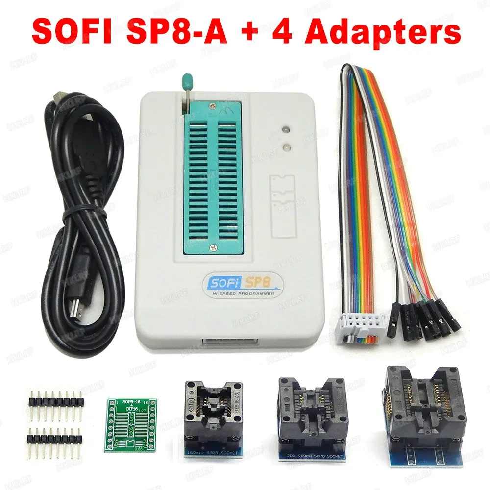 SP8-A -4 adapter SOFI SP8-B программист+ 4 адаптера высокоскоростной USB программист SP8-A программист(93/24/25/BR90/флэш eeprom - Цвет: SP8-A -4 adapter