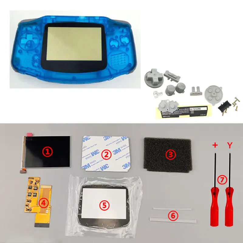 Ips V2 ЖК-экран с предварительно вырезанной оболочкой чехол для GBA подсветка lcd V2 экран 10 уровней высокой яркости Игровая приставка GBA корпус - Цвет: Night Light Blue