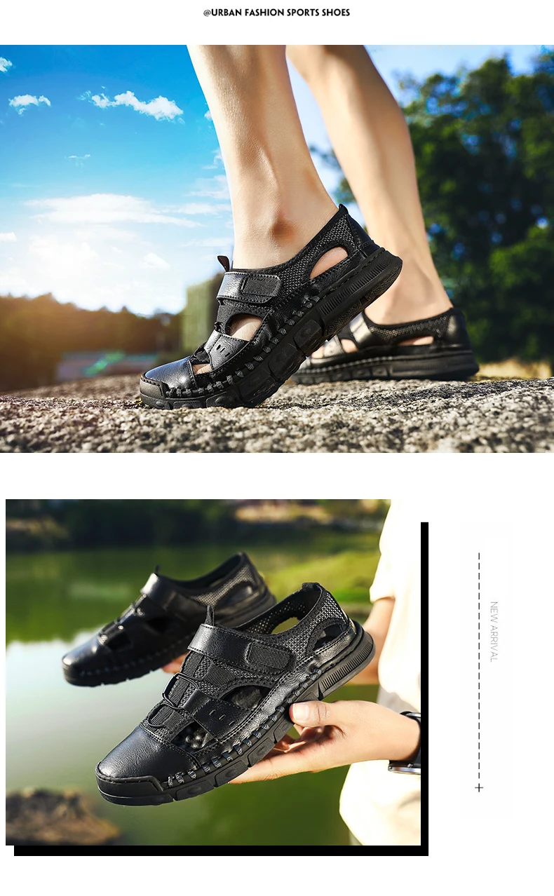 Brand New Fashion Summer Beach Breathable Men Sandals Genuine Leather Men's Sandal Man Causal Shoes Plus Size 38-46