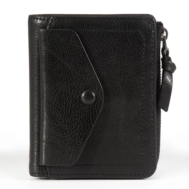 Original Vintage Men Wallets Zipper Real Leather Short Purse Small Wallet Leather Top Quality Male Money Clip Coin Bag Card Case
