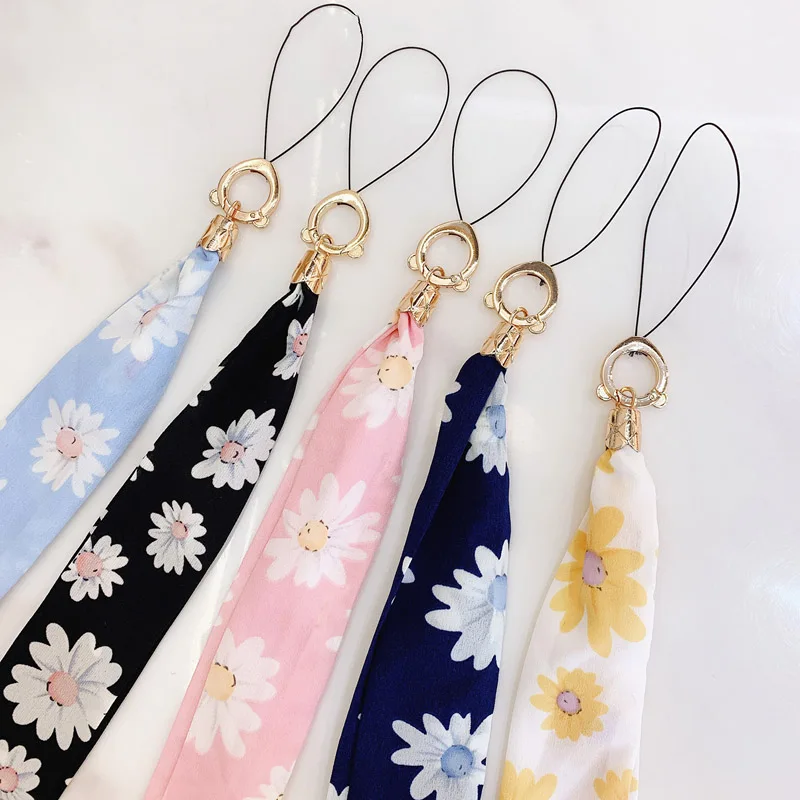 

Cute Daisy Flower Moblie Phone Strap Multi-function Neck Lanyards Hang Rope Lariat For Phone Cases Keychain ID Card