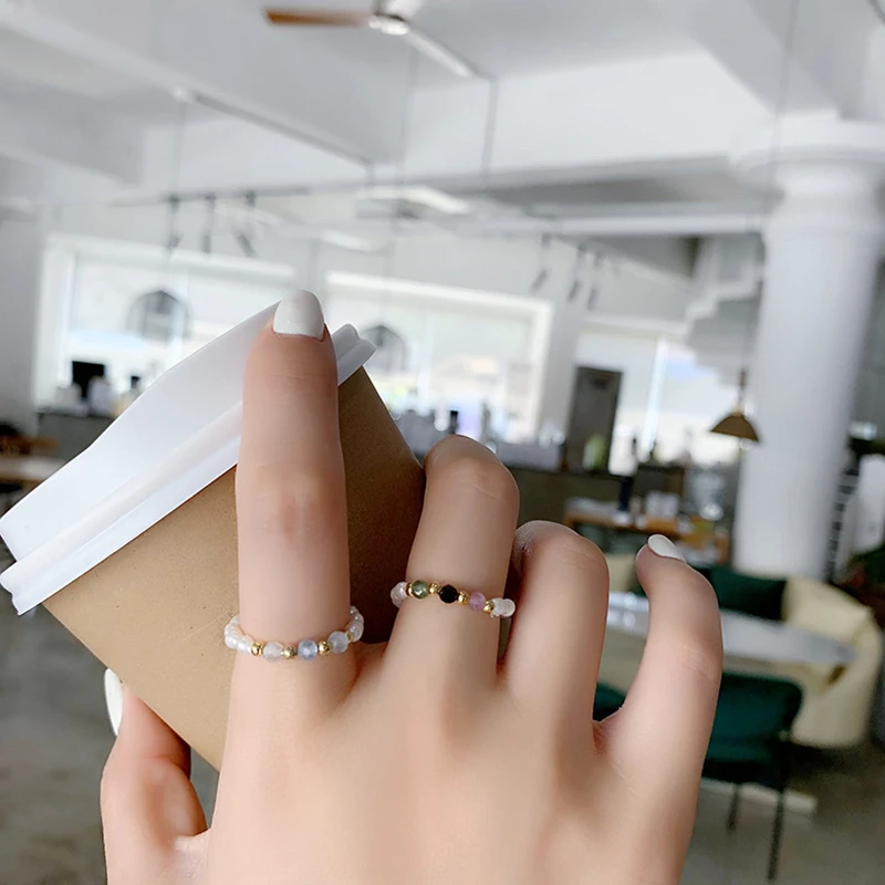 Beads Pearl Rings for Women Elastic Party Jewelry
