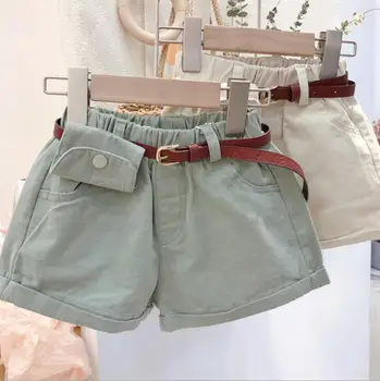 

2020 New Girls Shorts With Belt Summer Fashion Cotton Girls Shorts 2-7 Years QH2