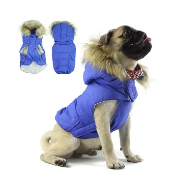 

Wholesale Dog Product Winter Clothes Warn Cotton Padded Small Dog Outdoor Coat Jacket Detachable Plush Hat Dog Clothes