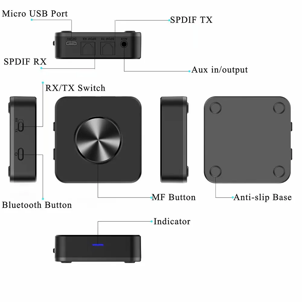 APTX HD Transmitter 2 In 1 Bluetooth 5 0 Receiver Wireless Stereo Adapter With 3 5 RCA Jack For TV Headphones Audio Low Latency