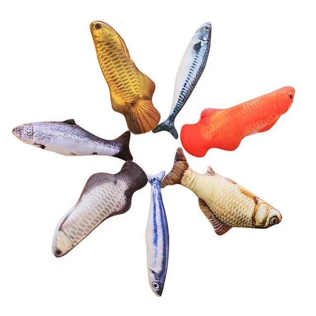 Plush Cat Fish Toy Cat Scratcher Catnip Toy Interactive Simulation Fish Cat Mint Fidget Toys Stuffed Playing Toy For Cat Kitten 2