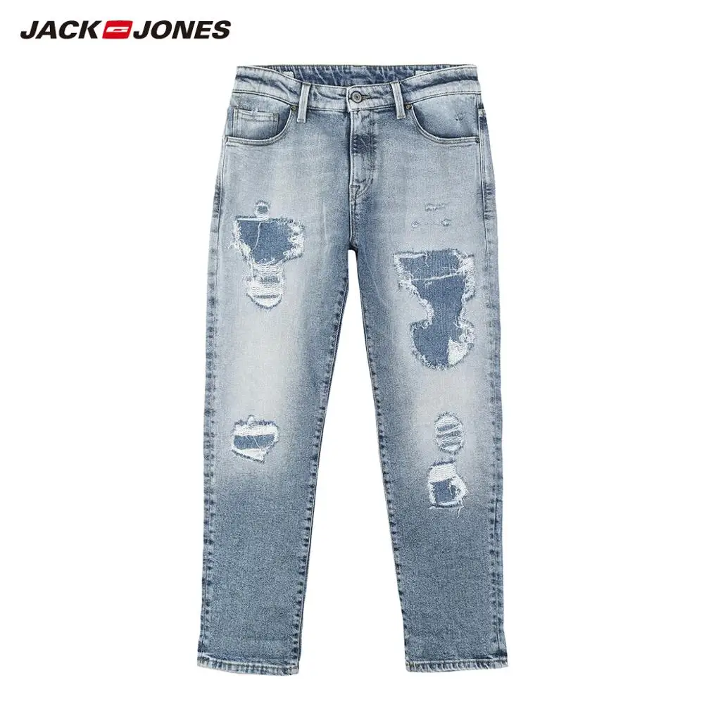 JackJones мужские облегающие рваные укороченные джинсы длиной до щиколотки уличная