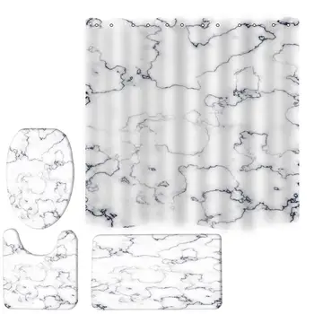 

Marble patterned simple shower curtain shower curtain kit optional bathroom toilet floor mat cover