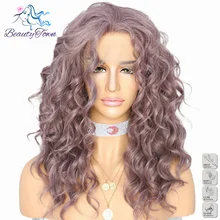 Красивый город фиолетовый розовый цвет короткие термостойкие волосы красота блоггер королева Повседневный макияж Синтетический кружевной передний Свадебный парик