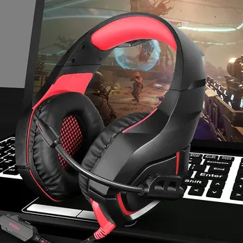

Laptop Gaming Headset 3.5mm Jack Plug Wired Headband Stereo Sound Over Ear Headphones Earphones with Mic for PC Computer Gamer