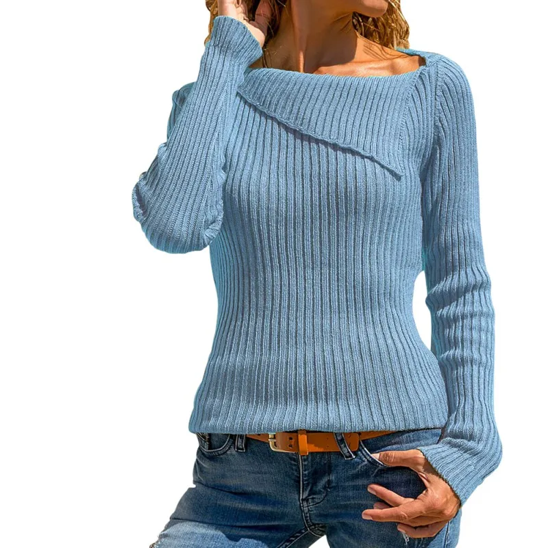 

Winter Fashion Solid Color Women'sSweater Female Autumn Pullover Tops Long Sleeve Femme Casual Knitted Irregular Sweaters