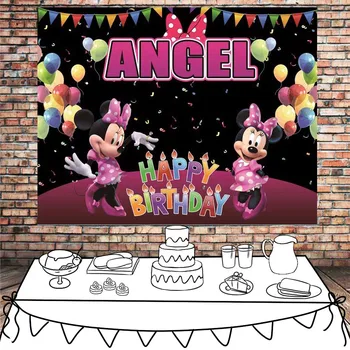

Newborn Photocall Pink Minnie Mouse Dance Custom Photo Studio Background Happy Birthday photography Backdrop Vinyl