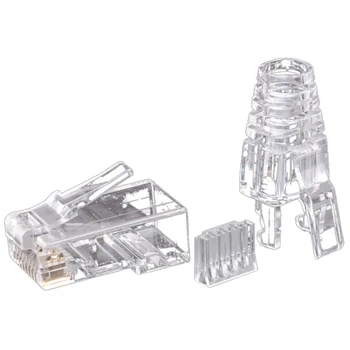 

100Pcs Cat6 RJ45 Connector UTP Cable Ethernet Jack 8P8C Network CAT 6 Modular Plugs with 6.5Mm RJ45 Caps