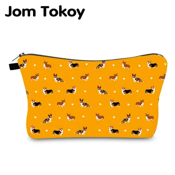

Jomtokoy Corgi printing Waterproof Cosmetic Bag Pouches for Girl gift cute makeup bag