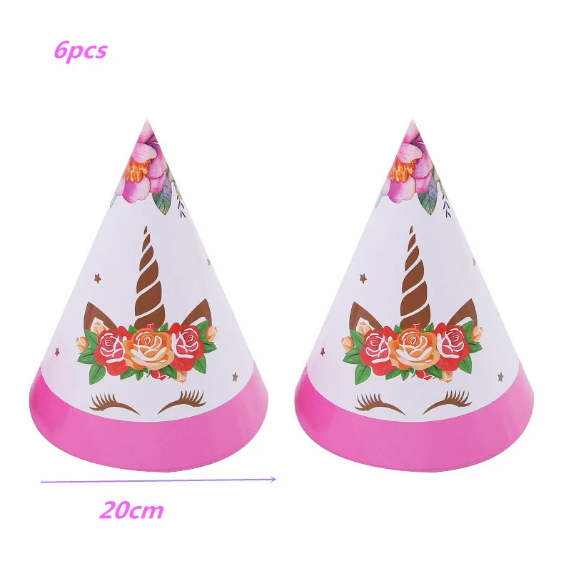 6pcs hat 32 дюйма Радуга шара с цифрой Фольга воздушных шаров в форме единорога День рождения Шелковый бант девочка с днем рождения День рождения обруч-украшение для волос в виде короны - Цвет: 6pcs hat