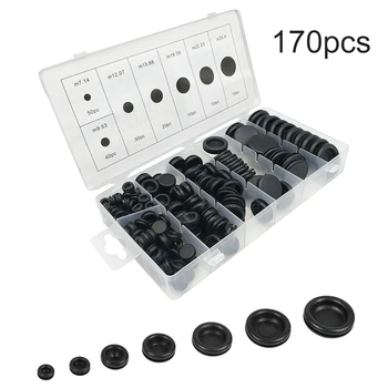 

170Pcs/Set Waterproof Protect Wire Tool 7 Sizes Set Sealing Rubber Cables Grommet Kit Electrical Plugs Conductor Gasket Ring