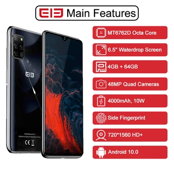 

ELEPHONE E10 MT6762D 4GB RAM 64GB ROM 6.5" Octa Core Android 10.0 4000mAh NFC Quick Charging Fingerprint Recognition Smartphone