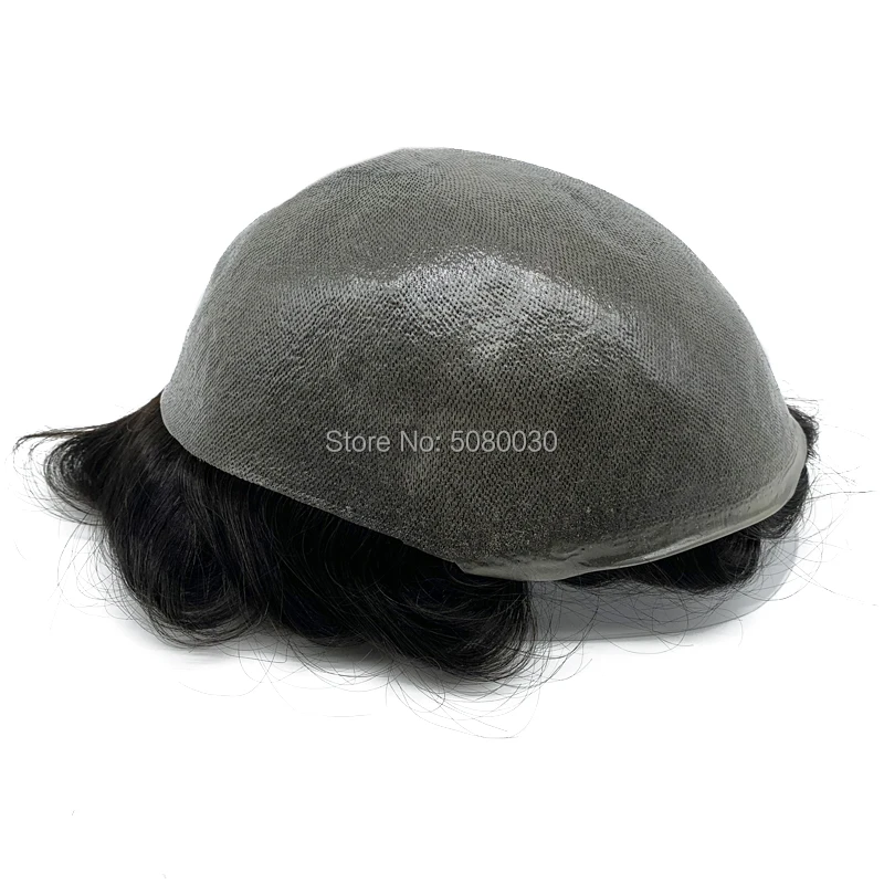 Парики Toupee для мужчин искусственная кожа 100% натуральные человеческие волосы