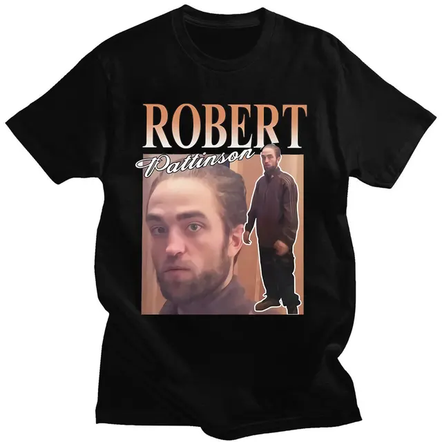 Robert Pattinson 90s Vintage Unisex Black Tshirt Men T Shirt Oversized Graphic T Shirts 100% Cotton T-shirt Man Woman Tees Tops Black 1424
