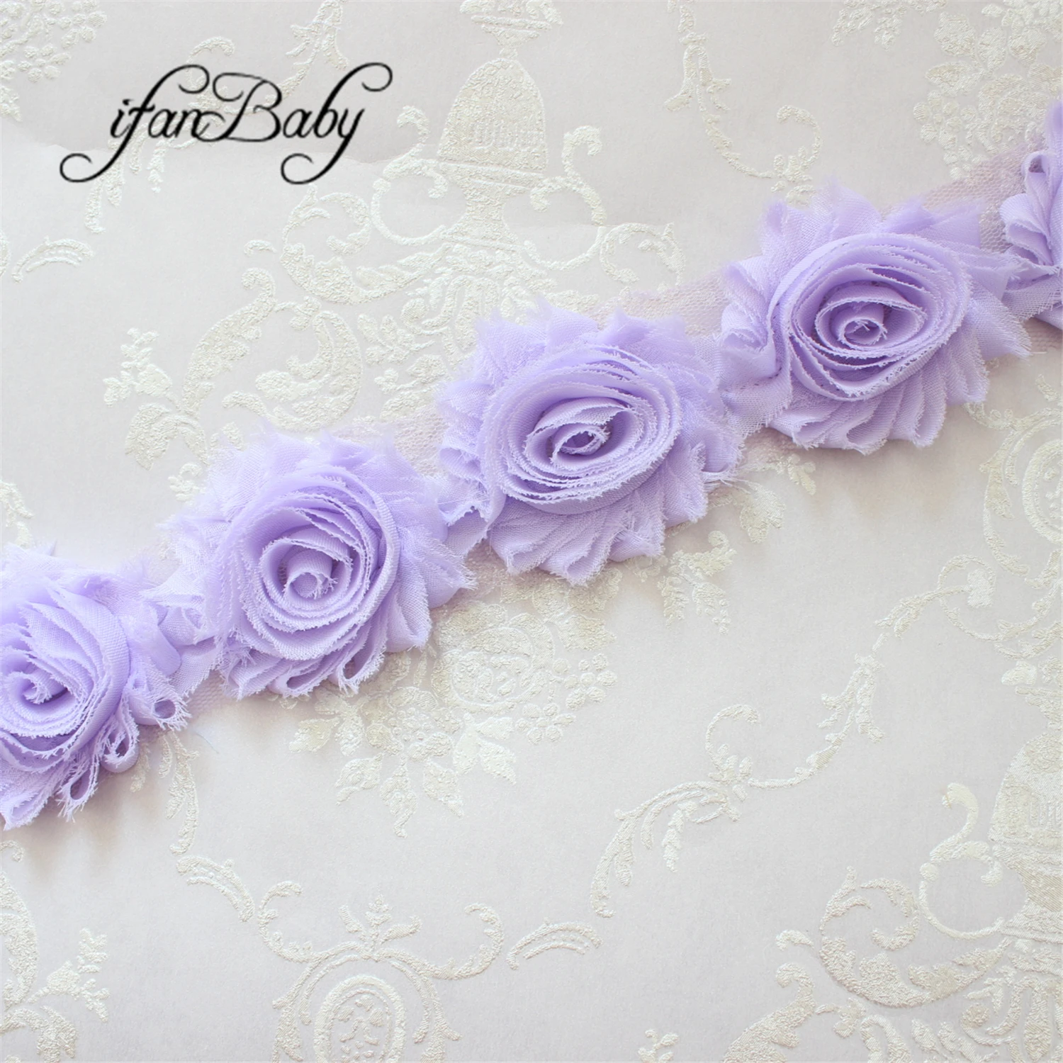 Haarschmuck aus Stoff, Chiffon, Rosenblüten, 2,5 Zoll, schäbige, ausgefranste Blumen – Detail 9