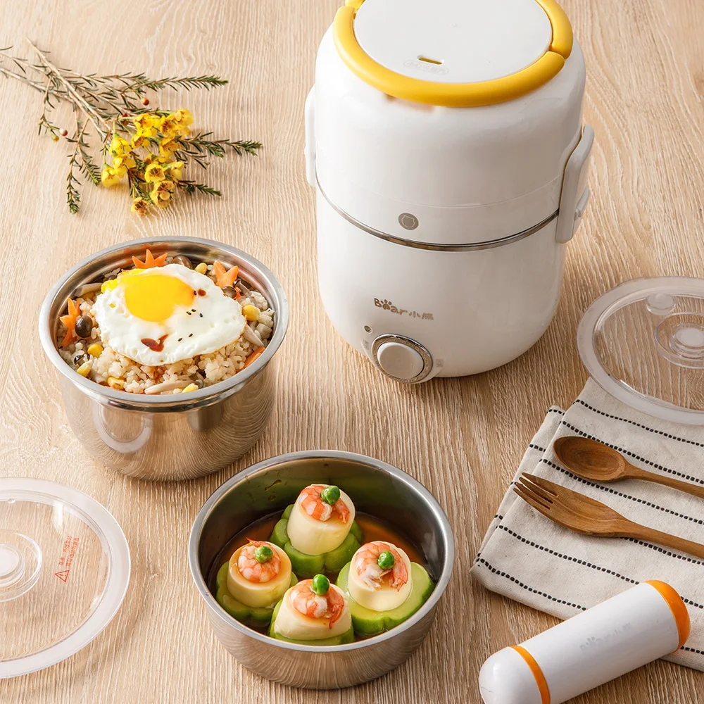 Double Layer Electric Cooker Lunch Box Rice Cooker Insulation Heating Cooking Hot Meal Vacuum Preservation Two Firepower