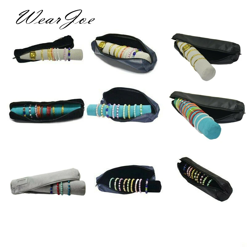 

Превосходная дорожная сумка для хранения ювелирных изделий и часов, мягкий переносной бархатный Органайзер из искусственной кожи для браслетов и браслетов, чехол на молнии