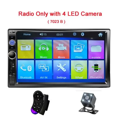 With 4 LED Camera Hikity двойной Din автомобильный радиоприемник 7 ''сенсорный экран 2 Din Автомобильный MP5 плеер Bluetooth автомобильный стерео с пультом дистанционного управления - Цвет: With 4 LED Camera