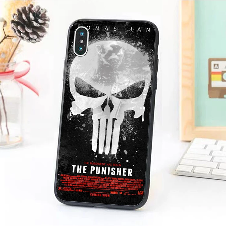 Bernandez 5 5S SE 6 6S Мягкий ТПУ резиновый чехол для телефона iPhone 7 8 plus X Xs Max XR The Punisher Skull (2) |