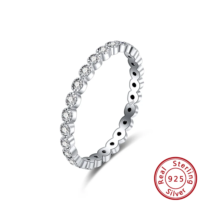 SR145-W Effie queen 925 пробы серебряные блестящие кольца вечности с АААА цирконием для женщин обручальное кольцо обручальное ювелирное изделие подарок TSR145 - Цвет камня: SR145-W