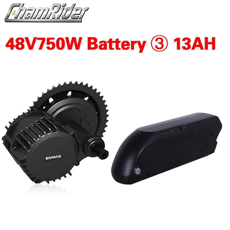 With 13AH Model 3 Bafang BBS02B 48V 750 Вт середине приводной двигатель комплект для переоборудования электрического велосипеда 8fun центральной смазки привода коленчатого вала P850C 48V 17AH литиевая батарея - Цвет: With 13AH Model 3