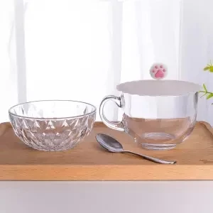 Овсяная чашка, чашка для завтрака, чашка для молочных зерен, стеклянная чашка, домашняя Милая чашка для воды с большим животом, большой рот, стакан, чашки и кружки для путешествий - Цвет: 2-piece suit with sp