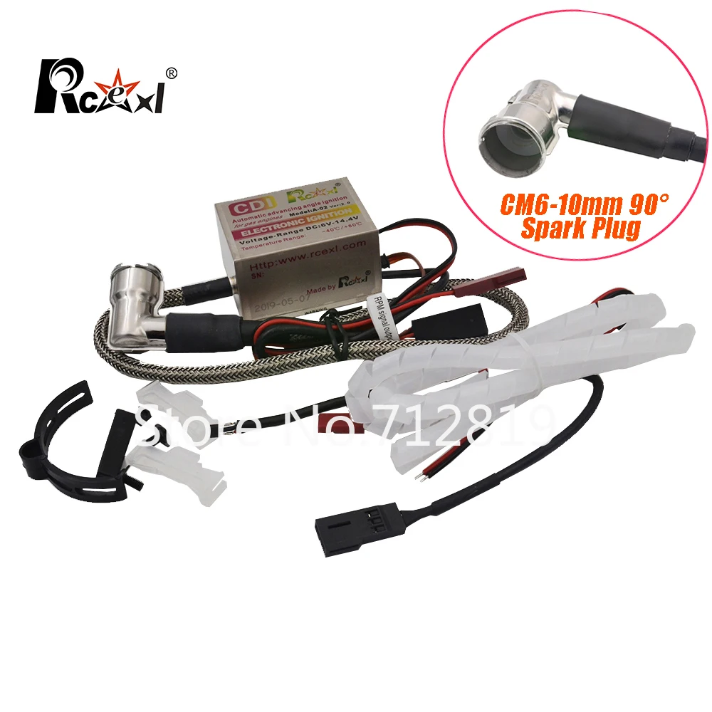 Rcexl Accensione Cdi Cm6-10Mm 90 Gradi Candela Da Dle Gas Benzina Motore Rc Aeroplano Per Dle20/Dle30/Dle55/Crrcpro Gp26R/Gp50R
