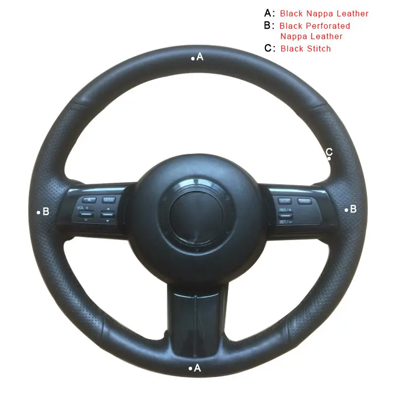 Top Layer Leather Авто оплетка на руле Крышка для Mazda MX-5 Miata 2009-2013 RX-8 2009-2013 CX-7 2007-2009 DIY автомобильные Чехлы автостайлинг - Название цвета: Top Layer Leather