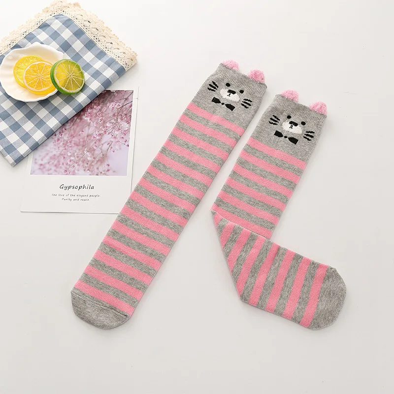 Girls Knee High Long Cotton Kawaii Cartoon Socks Kids Lovely Cat Dog Bear Rabbit Panda for Little School Children Baby 3-8 years - Цвет: 8