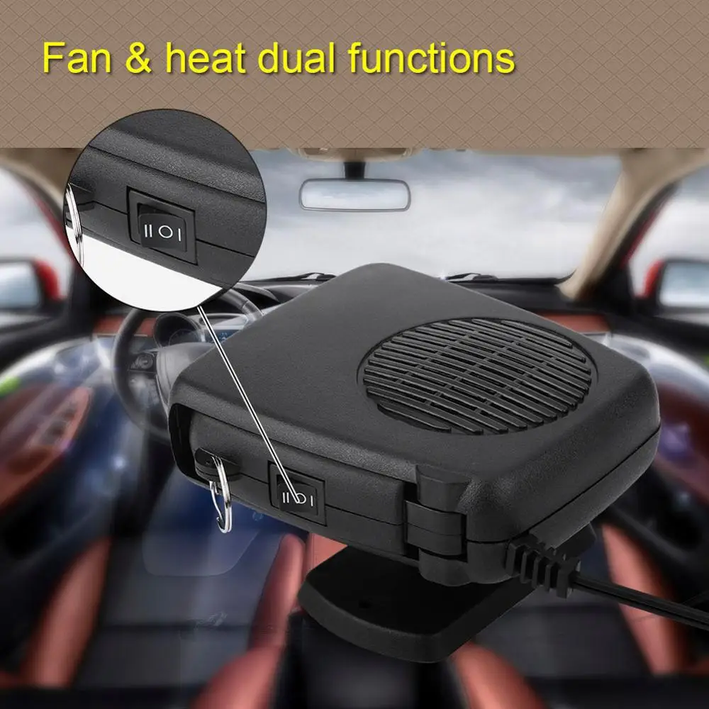 Электрический обогреватель, 12 В, 150 Вт, автомобильный портативный 2 в 1, керамический обогреватель, вентилятор, Defroster Demister, универсальный Подогрев