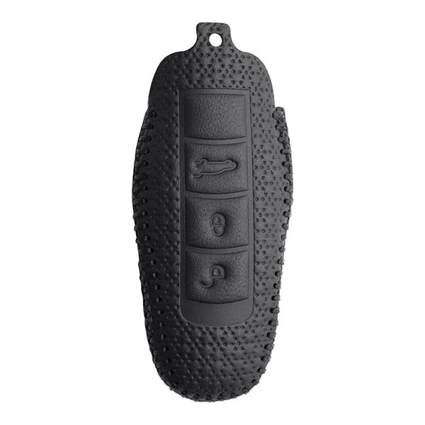 Black no keychain Чехол для ключей из натуральной кожи для Porsche Panamera macan cayenne Carrera 911 991 Boxster 981 Spyder брелок для ключей без ключей дистанционный корпус - Color Name: Black no keychain