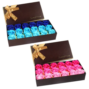 

Creative Gradient Simulation Rose Soap Flower 18Pcs Blue & 18Pcs Rose Red