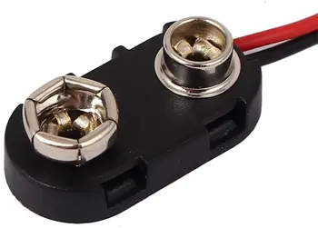 

100pc 9V Battery Snap Connector on Strap Clip 9 Volt I Type Hard Shell Buckle Holder 15cm Lead Wire Battery Snap Connector