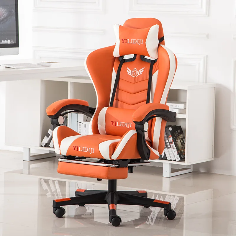 Orange plus white Домашний компьютерный стул лифт офисный стул интернет кафе якорь специальный стул esports конкурс стул - Цвет: Orange plus white