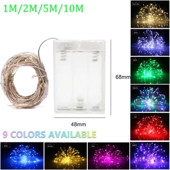 

New Year 1/2/5/10M Led String Lights Battery Operated Sliver Wire Fairy Light for Outdoora and Christmas Home Indoor Decoration