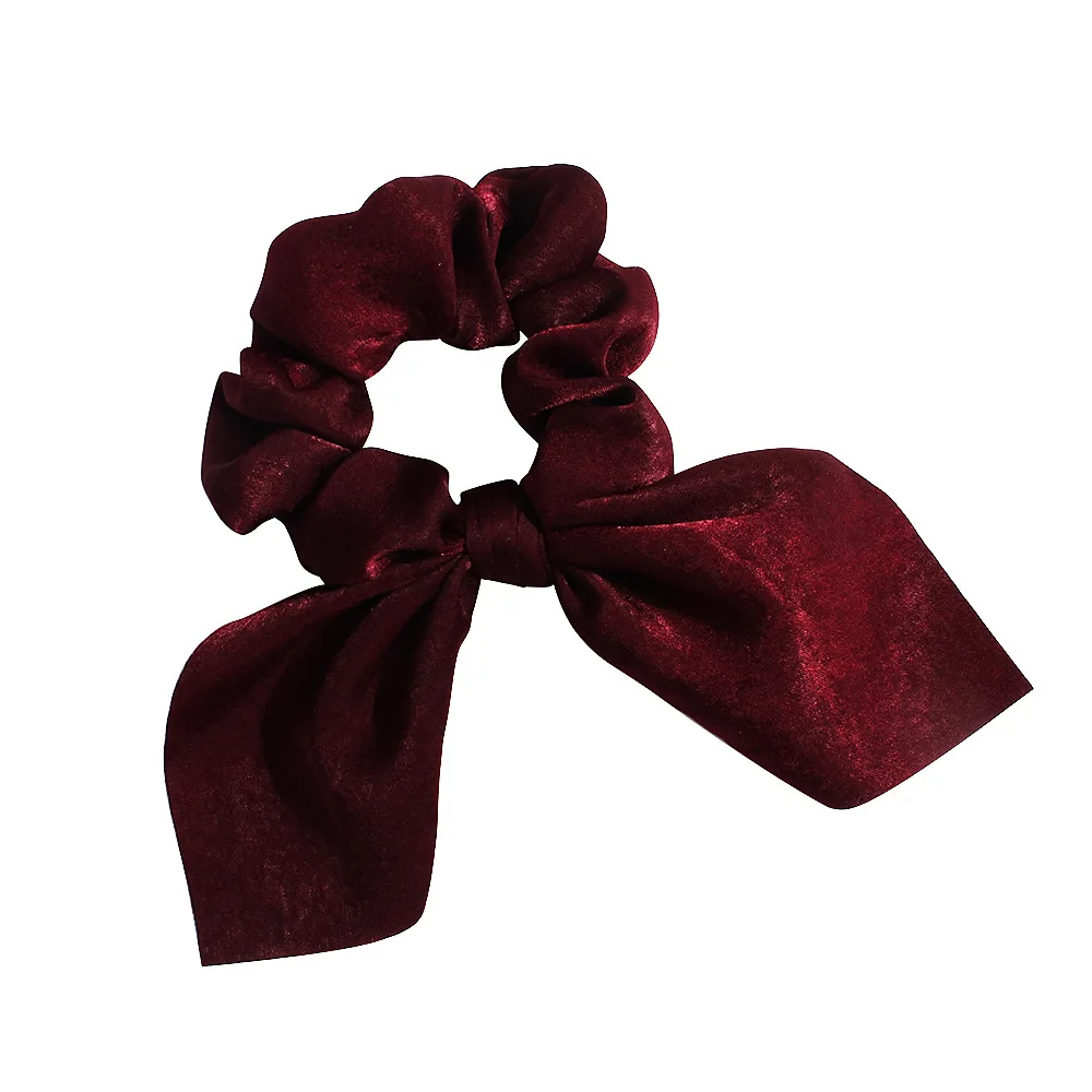 Wine Red Милые бархатные резинки для волос, милые эластичные резинки для волос, резинки для волос с кроличьими ушками, держатель для конского хвоста, резиновое кольцо, Детские аксессуары для волос - Окраска металла: Wine Red
