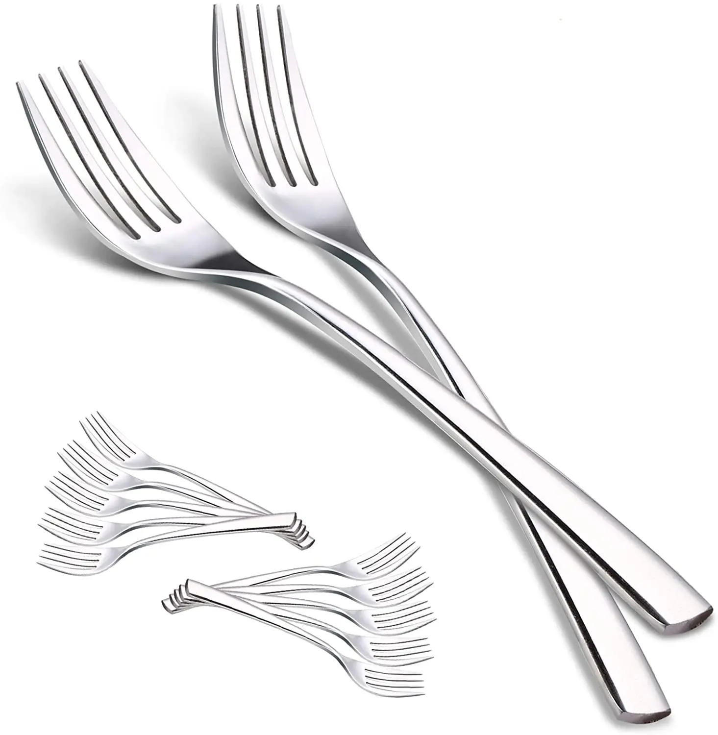 SanLily 12-Piece Fine 304 Stainless Steel Dinner Forks Table Forks Mirror Polishing Forks Set 21 cm, 8.3 inchs 