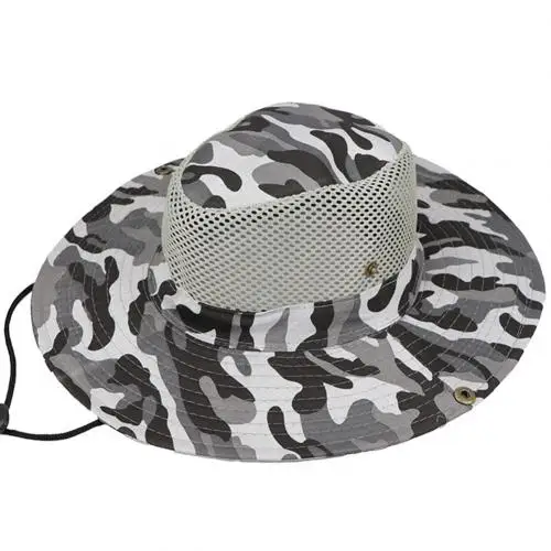 White Grey Модная уличная широкополая камуфляжная Рыбацкая Шляпа Boonie шляпа анти УФ - Цвет: White Grey