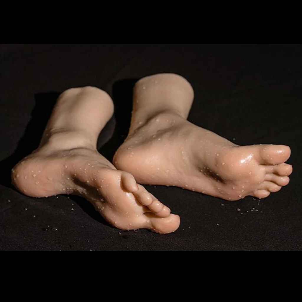 Practice Lifelike Fake Foot Flexible Movable Soft Silicone Realistic Foot for Shoes Sandals Socks Ankle Chain Display Model