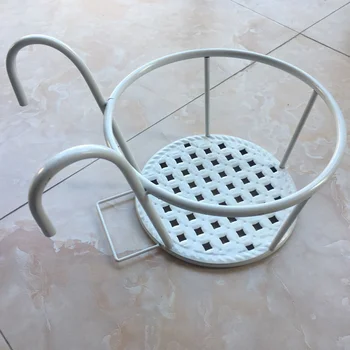 

1PC Bonsai Hanging Basket Flowerpot Holder Iron Art Handrail Stand Flowerpot Bracket for Home Office (White)